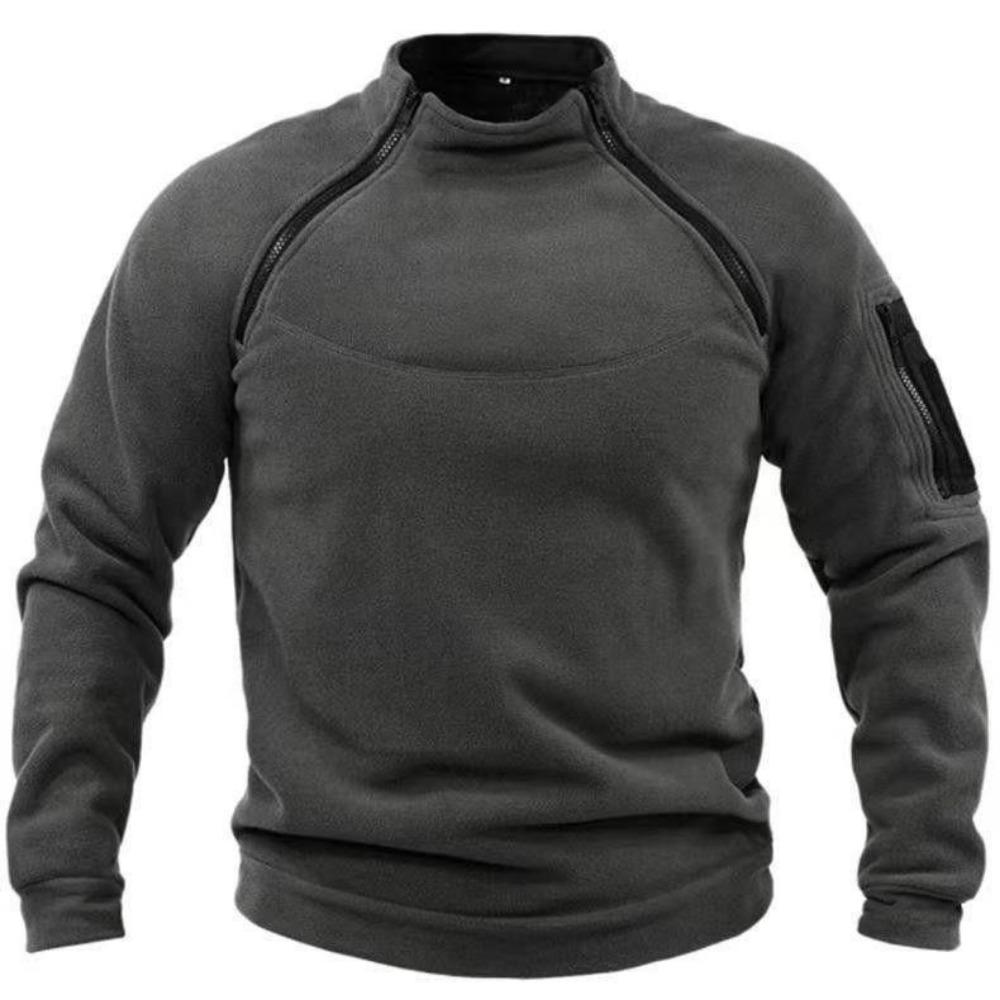 Herren-Sweatshirt aus Polarfleece für den Außenbereich, warm, atmungsaktiv, taktischer Reißverschluss, Stehkragen, lange Ärmel, lässig, einfarbig M dunkelgrau von Joom DACH