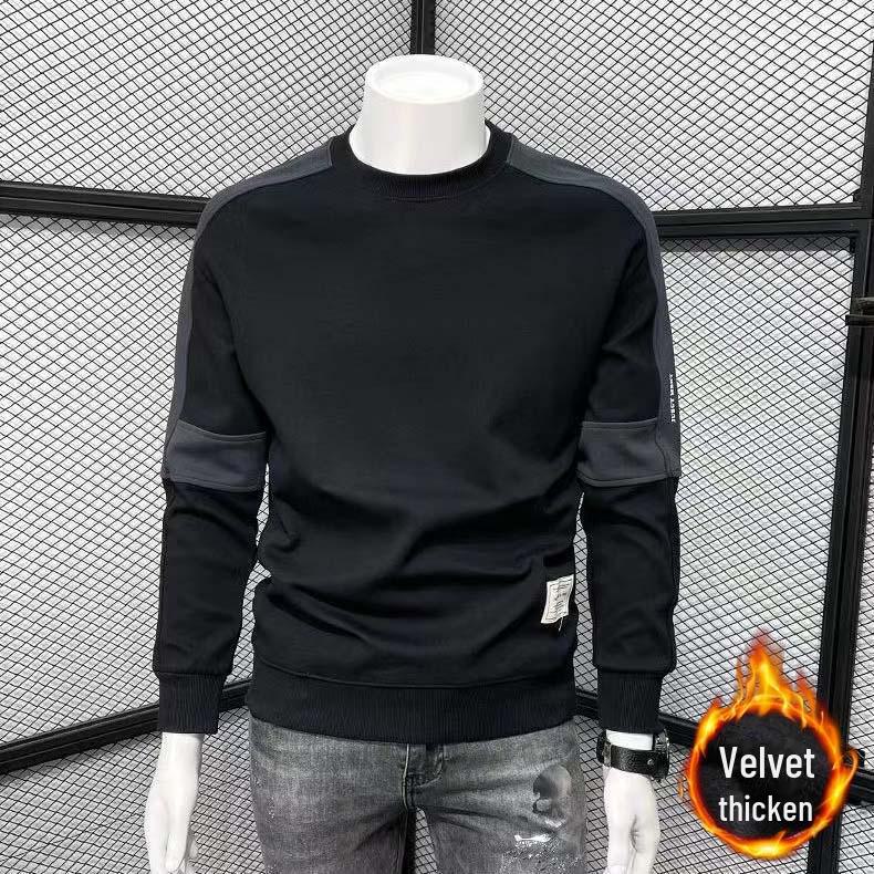 Herren-Sweatshirt mit Rundhalsausschnitt in Kontrastfarbe – Neuer koreanischer Stil, Herbst-/Wintermode, langärmelige Freizeitjacke XL von Joom DACH