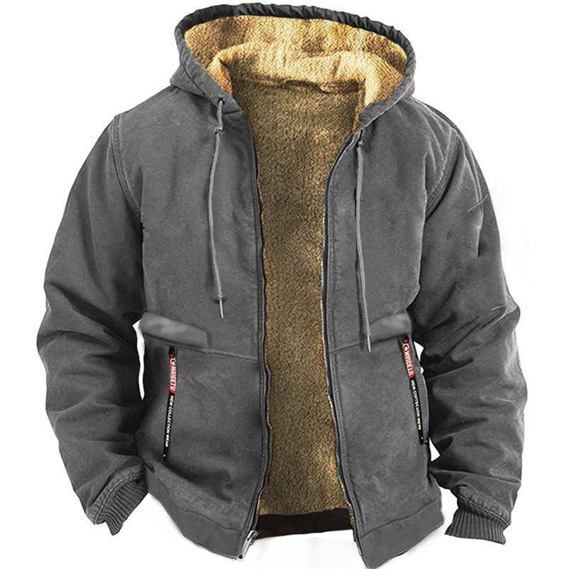 Herren-Sweatshirt mit einfarbigem Reißverschluss, Winterpullover, Kapuzenpullover in großer Größe, lässiger Langarm-Kapuzenpullover 2XL von Joom DACH
