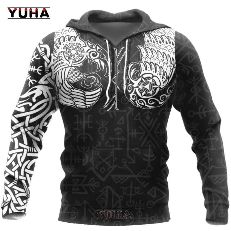 Herren Sweatshirts 3D-Druck Vikings Classic Wolf Herren Hoodies Jacke Frühling Herbst Mode Pullover Hip Hop Punk Übergroße Tops XXXL von Joom DACH