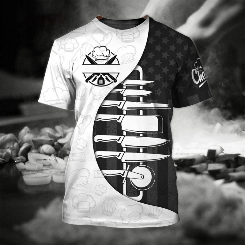 Herren-T-Shirt, Küchenutensilien-Aufdruck, hochwertiges Herren-Top, Alltags-Freizeitkleidung, Koch-Arbeitskleidung, kurzärmeliges T-Shirt XL Herren-T-Shirt, Küchenutensilien-Aufdruck, hochwertiges Herren-Top, Alltags-Freizeitkleidung, Koch-Arbeitskleidung, kurzärmeliges T-Shirt XL von Joom DACH
