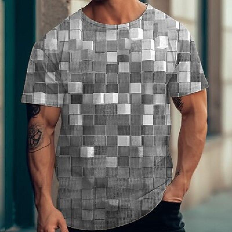 Herren-T-Shirt, T-Shirt mit Waffelmuster, Grafik, kariert/kariert, Rundhalsausschnitt, Kleidung, 3D-Druck, Draußen, Straße, kurze Ärmel, Mode, Designer, Freizeit XL Herren-T-Shirt, T-Shirt mit Waffelmuster, Grafik, kariert/kariert, Rundhalsausschnitt, Kleidung, 3D-Druck, Draußen, Straße, kurze Ärmel, Mode, Designer, Freizeit XL von Joom DACH