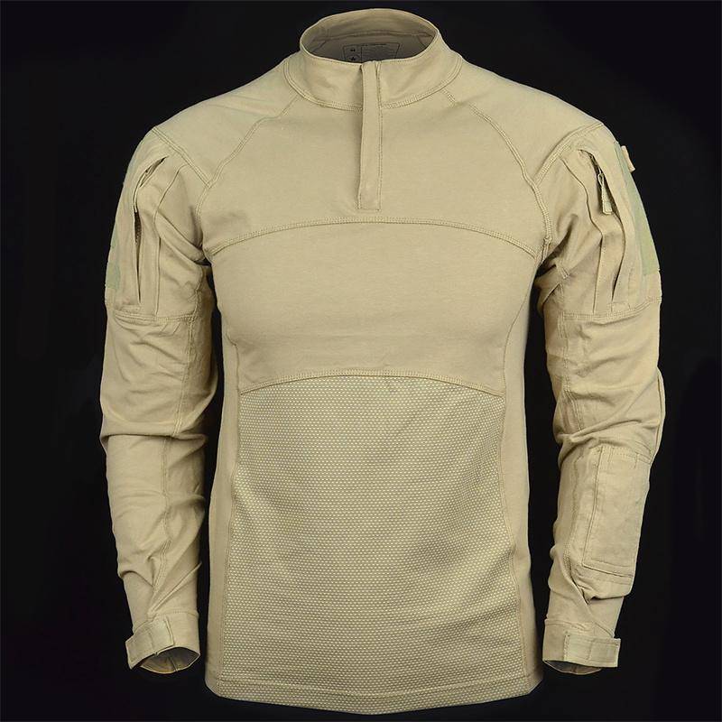 Herren T-Shirt Fitnessstudio Camouflage Armee Langarm T-Shirt Soldaten Kleidung Airsoft Uniform Multicam Shirt S khaki von Joom DACH