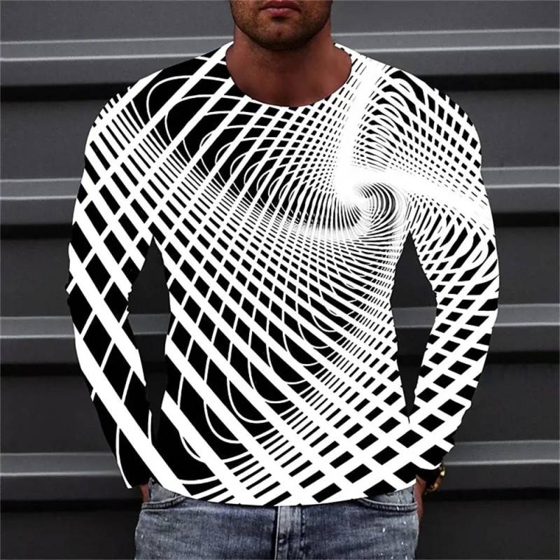 Herren T-Shirt Grafik Farbverlauf Rundhalsausschnitt Kleidung Bekleidung 3D Druck Outdoor Täglich Langarm Druck Mode Designer Vintage 3XL von Joom DACH