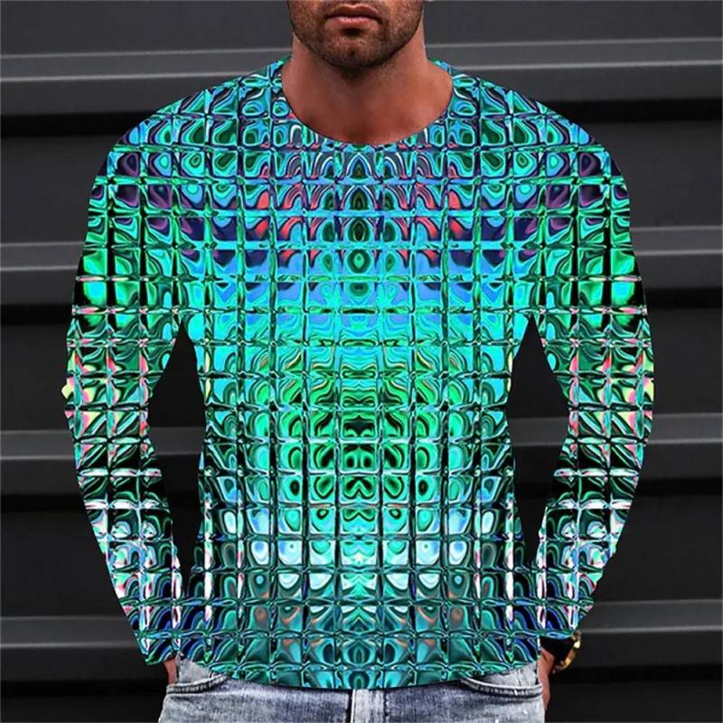 Herren T-Shirt Grafik Farbverlauf Rundhalsausschnitt Kleidung Bekleidung 3D Druck Outdoor Täglich Langarm Druck Mode Designer Vintage XL von Joom DACH