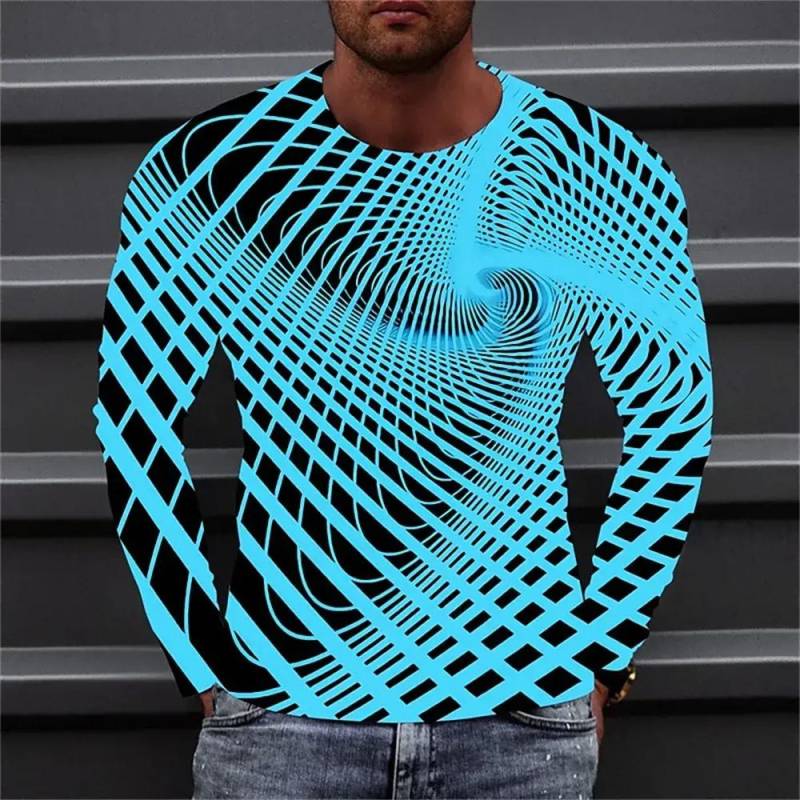 Herren T-Shirt Grafik Farbverlauf Rundhalsausschnitt Kleidung Bekleidung 3D Druck Outdoor Täglich Langarm Druck Mode Designer Vintage XL von Joom DACH