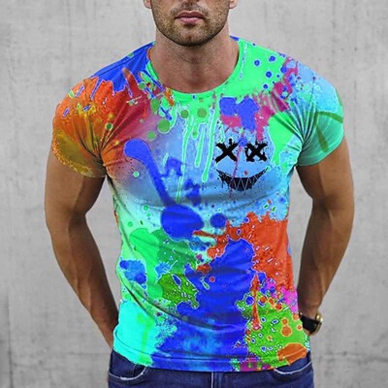 Herren T-Shirt Grafik Regenbogen Rundhalsausschnitt Kleidung Bekleidung 3D-Druck Outdoor Täglich Kurzarm Druck Modedesigner Vintage S von Joom DACH