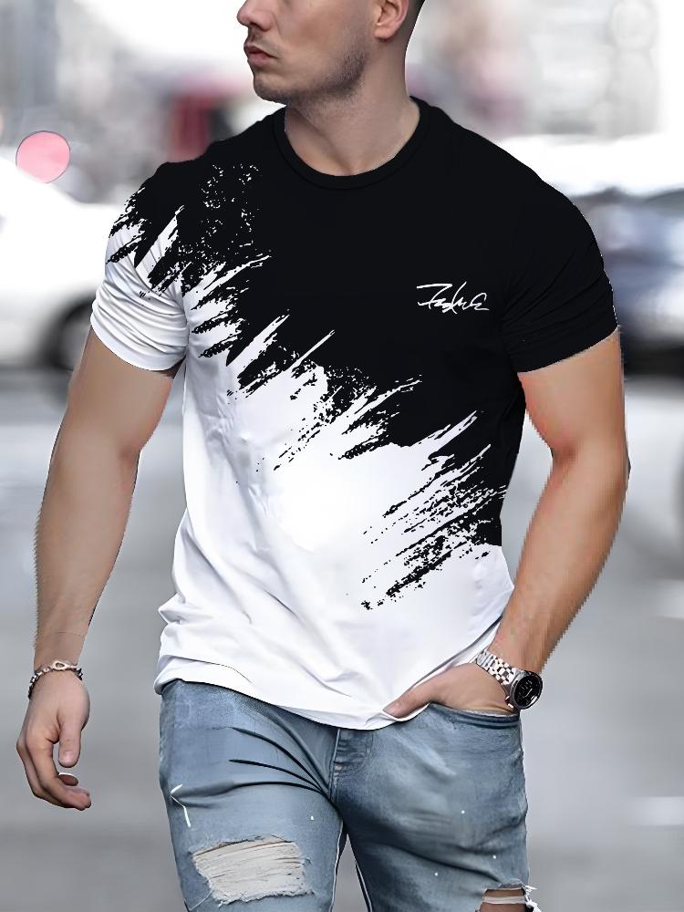 Herren T-Shirt Kurzarm Rundhals Casual Outdoor 3D Druck Pullover T-Shirt Für Männer Streetwear Sportshirt Top Tees Übergroße Kleidung 6XL von Joom DACH