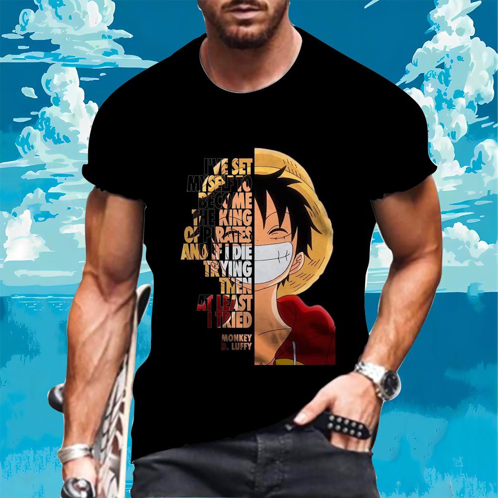 Herren T-Shirt Luffy Zoro One Piece Neu Top 2024 110-6XL Streetwear Mode Kurzarm T-Shirt Herren Kleidung Y2k Kinder T-Shirts Fitnessstudio 2XL von Joom DACH
