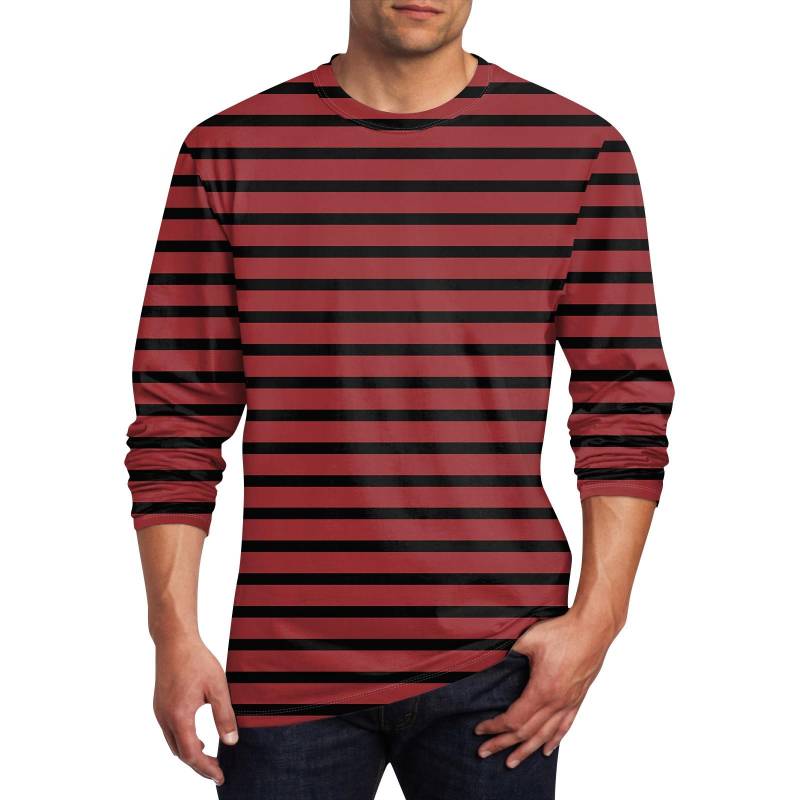 Herren T-Shirt O-Ausschnitt Kleidung Bekleidung Outdoor Langarm Print Mode Designer Vintage M rot von Joom DACH