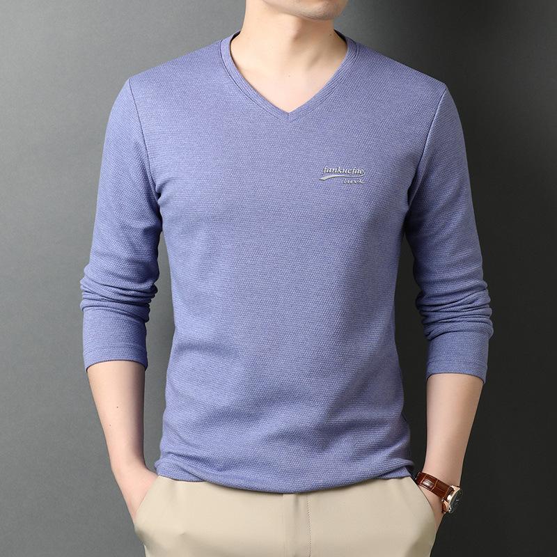 Herren T-Shirt Rundhals Langarm Herbst Neu Jugend Herren T-Shirt Langarm Baumwoll-T-Shirt Unterzieh-Top 4XL von Joom DACH