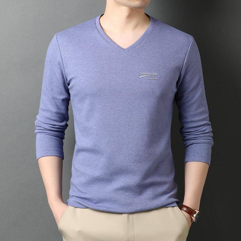 Herren T-Shirt Rundhals Langarm Herbst Neu Jugend Herren T-Shirt Langarm Baumwoll-T-Shirt Unterzieh-Top 4XL von Joom DACH