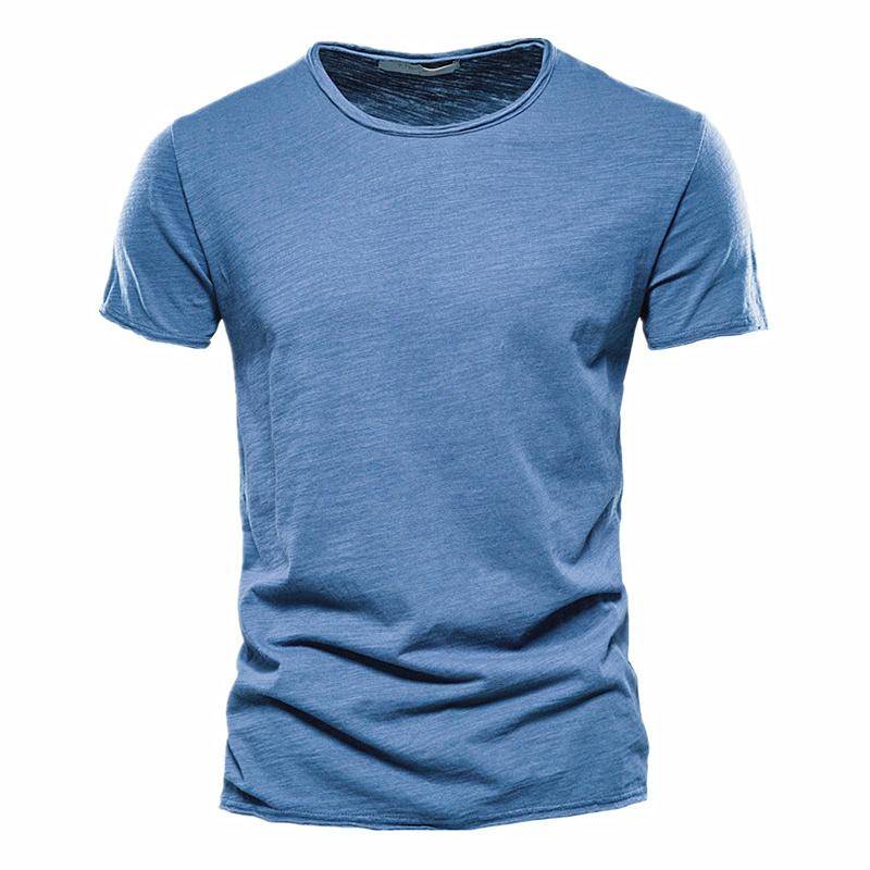 Herren-T-Shirt aus 100 % Baumwolle, lässig, weich, Fitness, Sommer, dünne T-Shirts, Herren-Hauskleidung, O-Ausschnitt, kurzärmelig, einfarbiges T-Shirt für Männer L denim-blau Herren-T-Shirt aus 100 % Baumwolle, lässig, weich, Fitness, Sommer, dünne T-Shirts, Herren-Hauskleidung, O-Ausschnitt, kurzärmelig, einfarbiges T-Shirt für Männer L denim-blau von Joom DACH