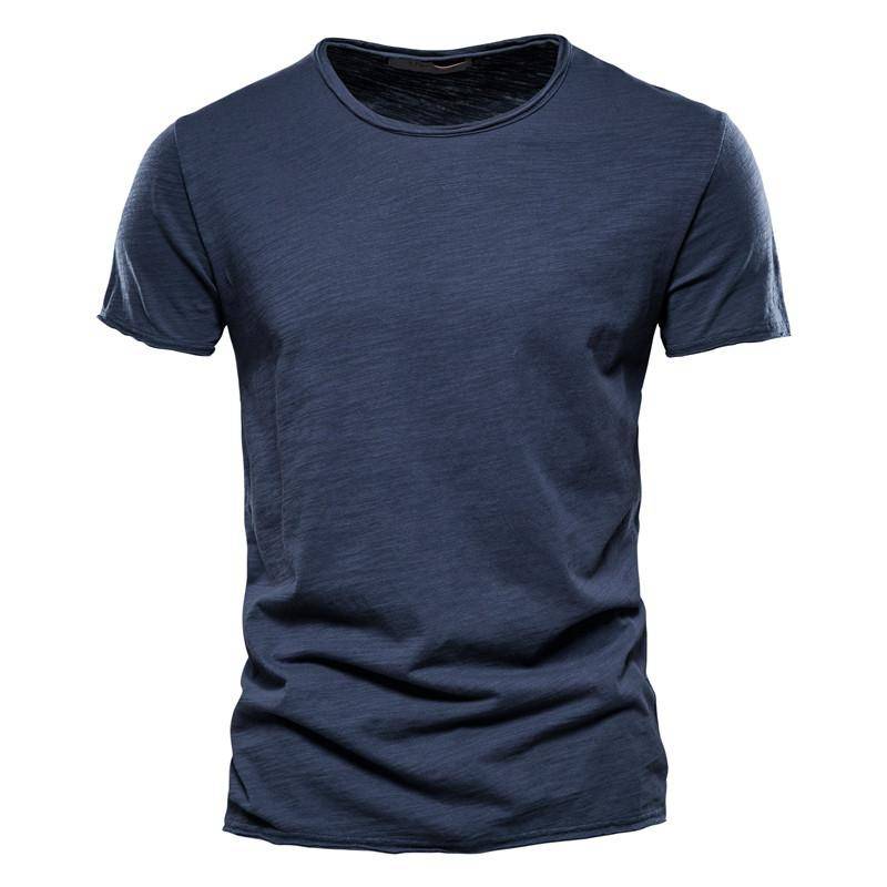 Herren-T-Shirt aus 100 % Baumwolle, lässig, weich, Fitness, Sommer, dünne T-Shirts, Herren-Hauskleidung, O-Ausschnitt, kurzärmelig, einfarbiges T-Shirt für Männer L navy blau Herren-T-Shirt aus 100 % Baumwolle, lässig, weich, Fitness, Sommer, dünne T-Shirts, Herren-Hauskleidung, O-Ausschnitt, kurzärmelig, einfarbiges T-Shirt für Männer L navy blau von Joom DACH