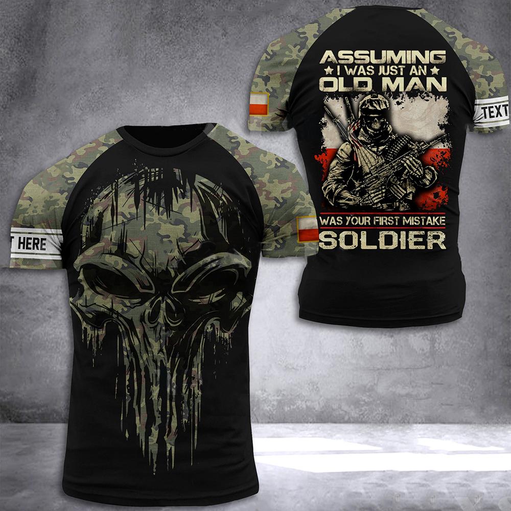 Herren-T-Shirt der polnischen Armee, Veteran, Soldat, Polen-Flagge, Aufdruck, Herrenbekleidung, übergroß, lockerer Pullover, O-Ausschnitt, kurzärmelig 2XL von Joom DACH