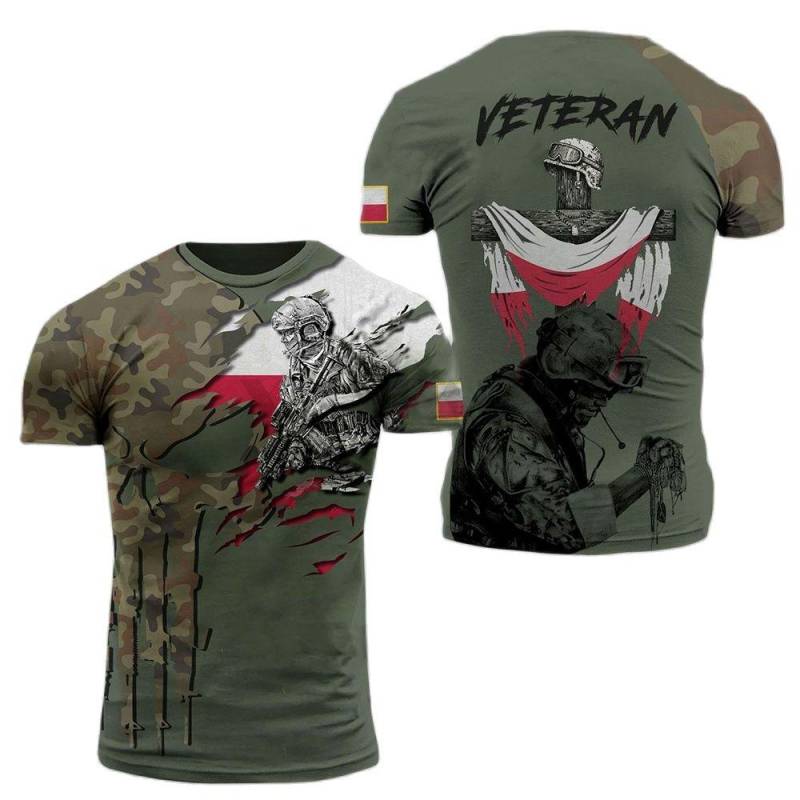 Herren-T-Shirt der polnischen Armee, Veteran, Soldat, Polen-Flagge, Aufdruck, Herrenbekleidung, übergroß, lockerer Pullover, O-Ausschnitt, kurzärmelig L Herren-T-Shirt der polnischen Armee, Veteran, Soldat, Polen-Flagge, Aufdruck, Herrenbekleidung, übergroß, lockerer Pullover, O-Ausschnitt, kurzärmelig L von Joom DACH