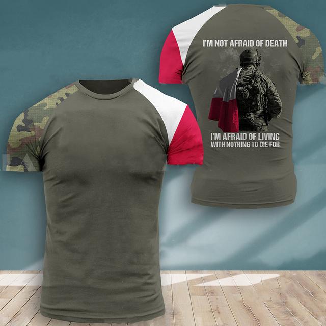 Herren-T-Shirt der polnischen Armee, Veteran, Soldat, Polen-Flagge, Aufdruck, Herrenbekleidung, übergroß, lockerer Pullover, O-Ausschnitt, kurzärmelig XL von Joom DACH