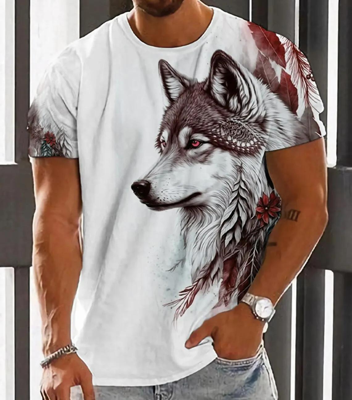 Herren T-Shirt für Männer 3D-Druck Grafik Wolf T-Shirts Übergroße modische Oberteile Kurze Ärmel Sommer Damenbekleidung Tees Tops 3XL Herren T-Shirt für Männer 3D-Druck Grafik Wolf T-Shirts Übergroße modische Oberteile Kurze Ärmel Sommer Damenbekleidung Tees Tops 3XL von Joom DACH