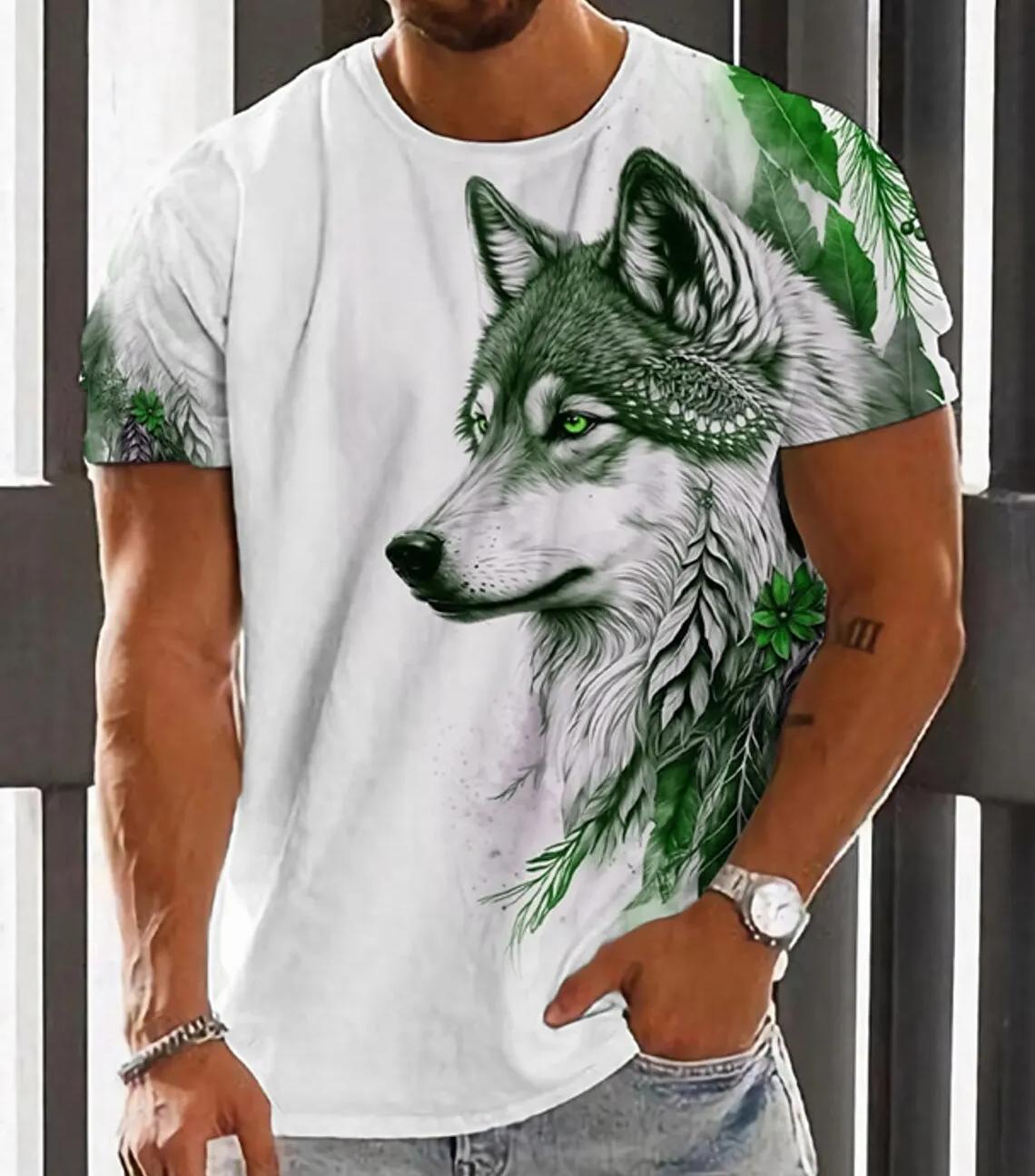 Herren T-Shirt für Männer 3D-Druck Grafik Wolf T-Shirts Übergroße modische Oberteile Kurze Ärmel Sommer Damenbekleidung Tees Tops XL Herren T-Shirt für Männer 3D-Druck Grafik Wolf T-Shirts Übergroße modische Oberteile Kurze Ärmel Sommer Damenbekleidung Tees Tops XL von Joom DACH