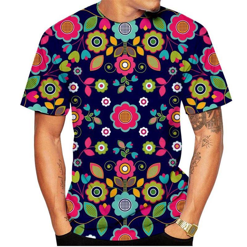 Herren T-Shirt mit 3D-Blumendruck, kurzärmelig, übergroße Oberteile, Rundhalsausschnitt, Streetwear, Sommerkleidung XL Herren T-Shirt mit 3D-Blumendruck, kurzärmelig, übergroße Oberteile, Rundhalsausschnitt, Streetwear, Sommerkleidung XL von Joom DACH
