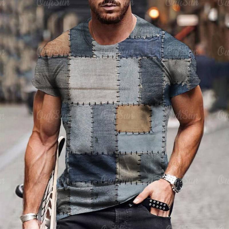 Herren T-Shirt mit 3D-Digital-Patchwork-Grafikdruck, kurzärmelig, bequem, lässig, elastisch, Rundhalsausschnitt, Oberteil für Outdoor-Aktivitäten 2XL Herren T-Shirt mit 3D-Digital-Patchwork-Grafikdruck, kurzärmelig, bequem, lässig, elastisch, Rundhalsausschnitt, Oberteil für Outdoor-Aktivitäten 2XL von Joom DACH