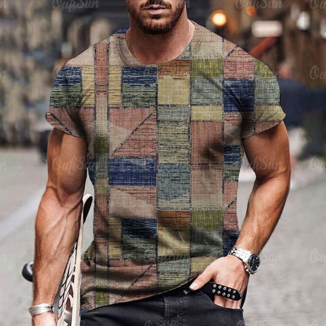Herren T-Shirt mit 3D-Digital-Patchwork-Grafikdruck, kurzärmelig, bequem, lässig, elastisch, Rundhalsausschnitt, Oberteil für Outdoor-Aktivitäten 2XL Herren T-Shirt mit 3D-Digital-Patchwork-Grafikdruck, kurzärmelig, bequem, lässig, elastisch, Rundhalsausschnitt, Oberteil für Outdoor-Aktivitäten 2XL von Joom DACH