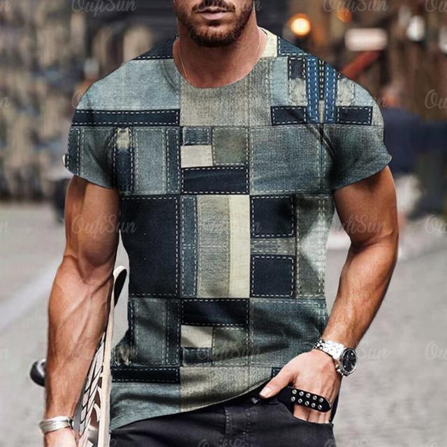 Herren T-Shirt mit 3D-Digital-Patchwork-Grafikdruck, kurzärmelig, bequem, lässig, elastisch, Rundhalsausschnitt, Oberteil für Outdoor-Aktivitäten 3XL Herren T-Shirt mit 3D-Digital-Patchwork-Grafikdruck, kurzärmelig, bequem, lässig, elastisch, Rundhalsausschnitt, Oberteil für Outdoor-Aktivitäten 3XL von Joom DACH