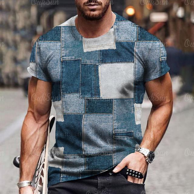 Herren T-Shirt mit 3D-Digital-Patchwork-Grafikdruck, kurzärmelig, bequem, lässig, elastisch, Rundhalsausschnitt, Oberteil für Outdoor-Aktivitäten 3XL Herren T-Shirt mit 3D-Digital-Patchwork-Grafikdruck, kurzärmelig, bequem, lässig, elastisch, Rundhalsausschnitt, Oberteil für Outdoor-Aktivitäten 3XL von Joom DACH