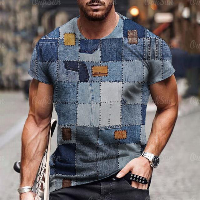 Herren T-Shirt mit 3D-Digital-Patchwork-Grafikdruck, kurzärmelig, bequem, lässig, elastisch, Rundhalsausschnitt, Oberteil für Outdoor-Aktivitäten 4XL Herren T-Shirt mit 3D-Digital-Patchwork-Grafikdruck, kurzärmelig, bequem, lässig, elastisch, Rundhalsausschnitt, Oberteil für Outdoor-Aktivitäten 4XL von Joom DACH