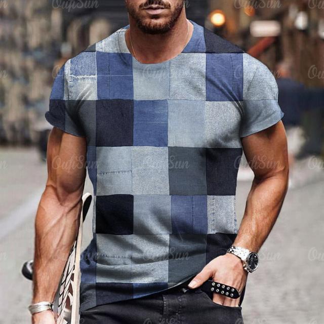 Herren T-Shirt mit 3D-Digital-Patchwork-Grafikdruck, kurzärmelig, bequem, lässig, elastisch, Rundhalsausschnitt, Oberteil für Outdoor-Aktivitäten 6XL Herren T-Shirt mit 3D-Digital-Patchwork-Grafikdruck, kurzärmelig, bequem, lässig, elastisch, Rundhalsausschnitt, Oberteil für Outdoor-Aktivitäten 6XL von Joom DACH