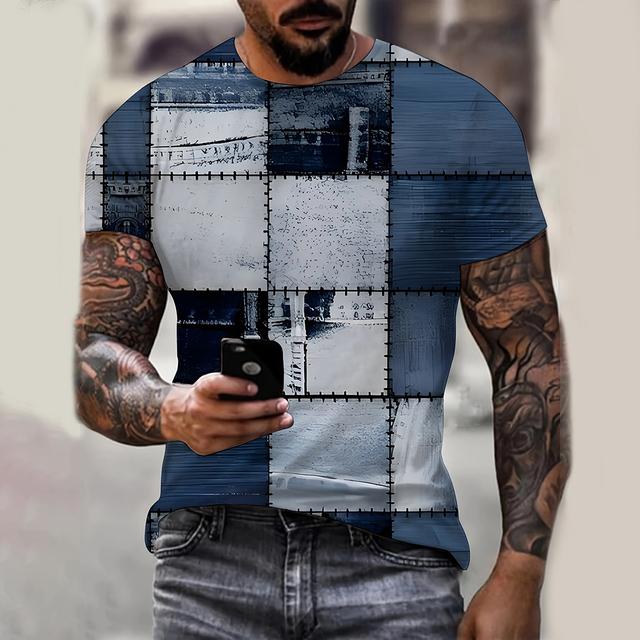 Herren T-Shirt mit 3D-Digital-Patchwork-Grafikdruck, kurzärmelig, bequem, lässig, elastisch, Rundhalsausschnitt, Oberteil für Outdoor-Aktivitäten XL Herren T-Shirt mit 3D-Digital-Patchwork-Grafikdruck, kurzärmelig, bequem, lässig, elastisch, Rundhalsausschnitt, Oberteil für Outdoor-Aktivitäten XL von Joom DACH