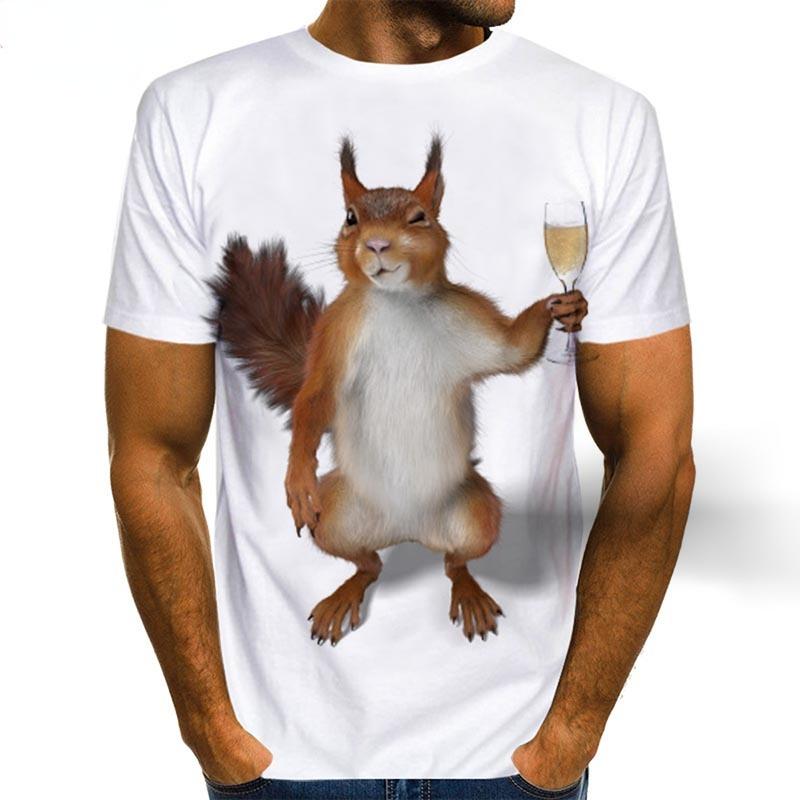 Herren-T-Shirt mit Eichhörnchen-Motiv, 3D-Druck, Tier-Grafik-T-Shirts, hübsches Muster, Oberteile für Männer/Frauen, niedliches Welpen-Gesichts-T-Shirt, lustiges Haustier-T-Shirt M von Joom DACH