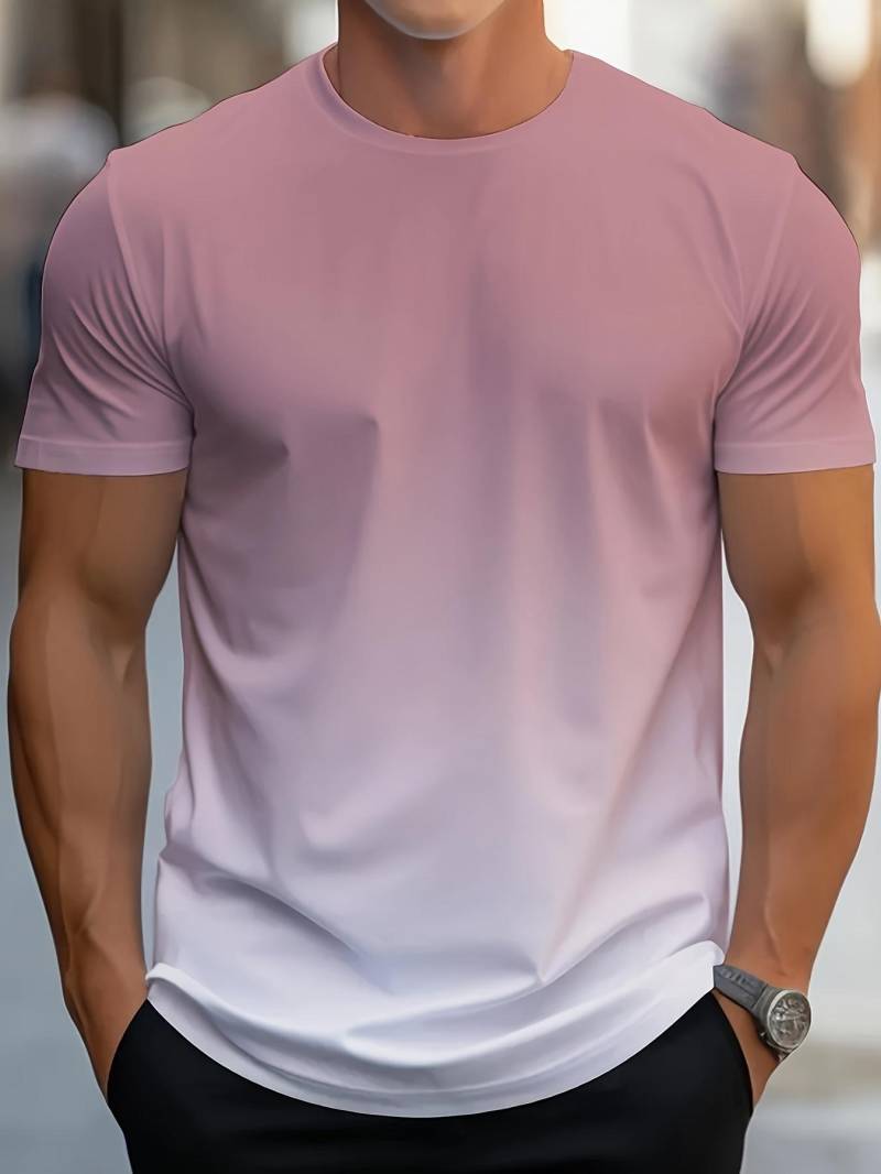 Herren-T-Shirt mit Farbverlauf und 3D-Druck, lässig, atmungsaktiv, O-Ausschnitt, kurzärmelig, für Outdoor-Aktivitäten, Sommeroberteile 3XL von Joom DACH