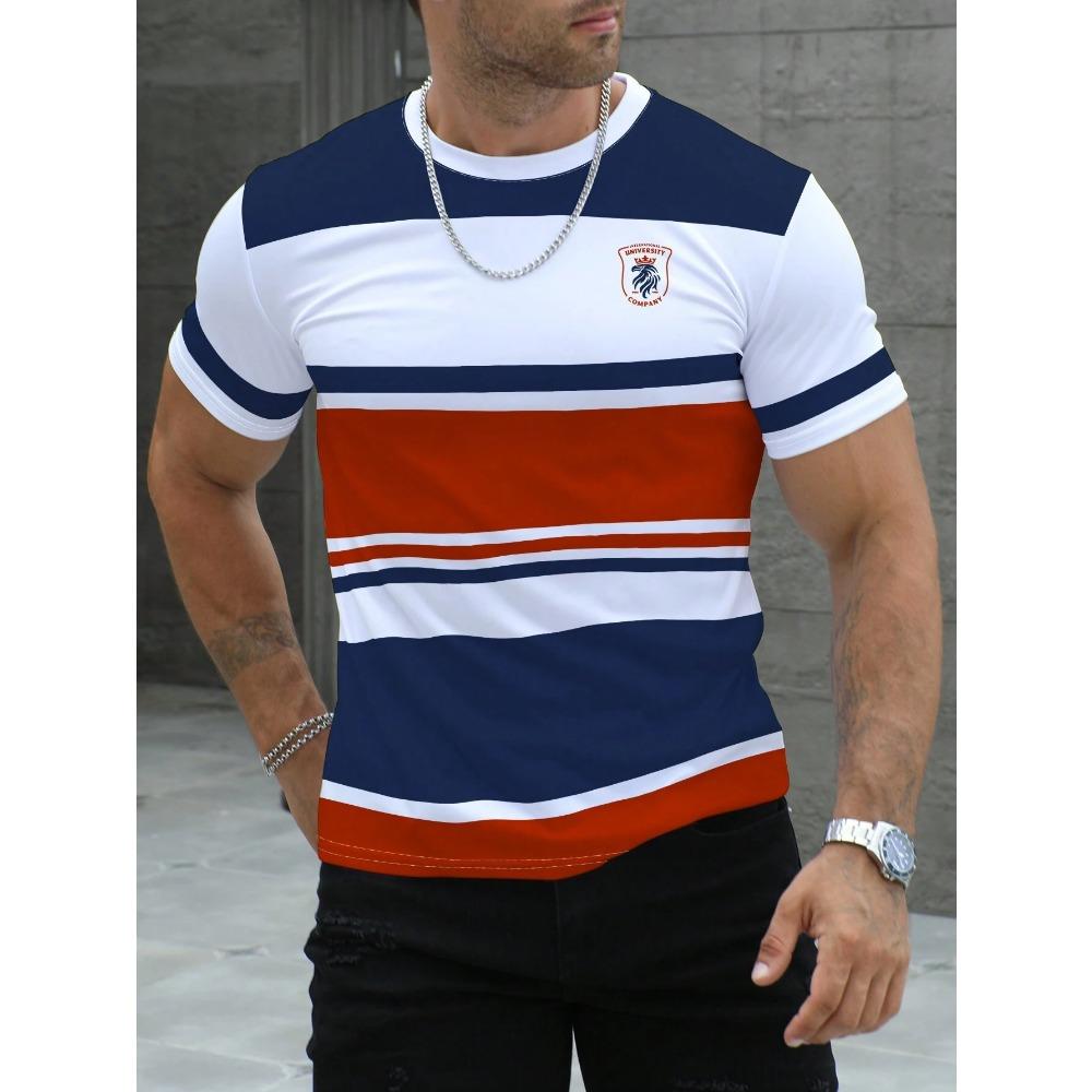 Herren T-Shirt mit Streifenmuster und kurzen Ärmeln, kurzärmelig, schnelltrocknend, atmungsaktiv, bequem, lässig, für die Straße XL Herren T-Shirt mit Streifenmuster und kurzen Ärmeln, kurzärmelig, schnelltrocknend, atmungsaktiv, bequem, lässig, für die Straße XL von Joom DACH
