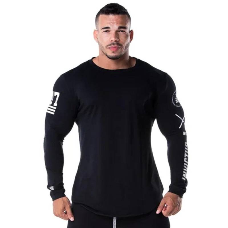 Herren-T-Shirt mit langen Ärmeln, dünn, lässig, für Fitnessstudio, Fitness, T-Shirts, Tops, Laufen, Sport, schnell trocknende Kleidung M von Joom DACH