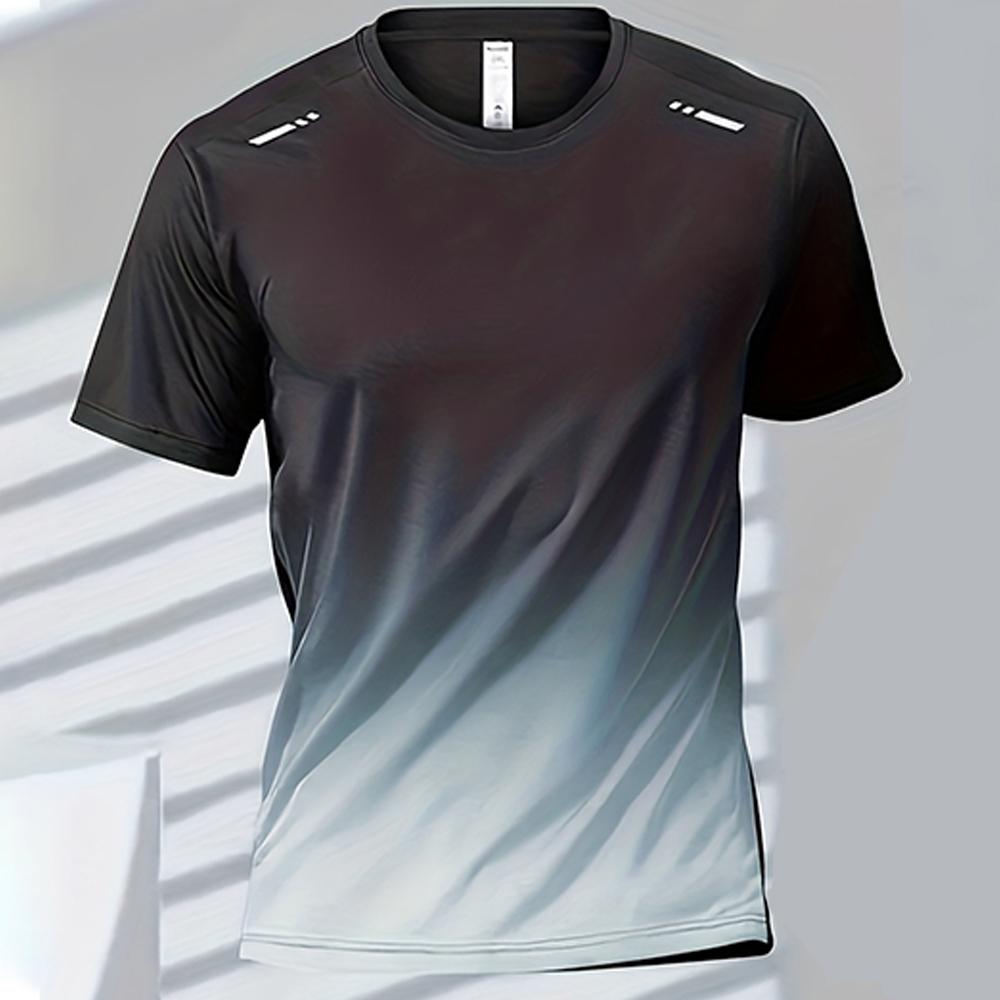 Herren-T-Shirts, Sport-Lauf-T-Shirt, schnelltrocknend, Farbverlauf, kurzärmelig, für Outdoor-Workout, Basketball-Training, Lauf-Outfit 2XL von Joom DACH