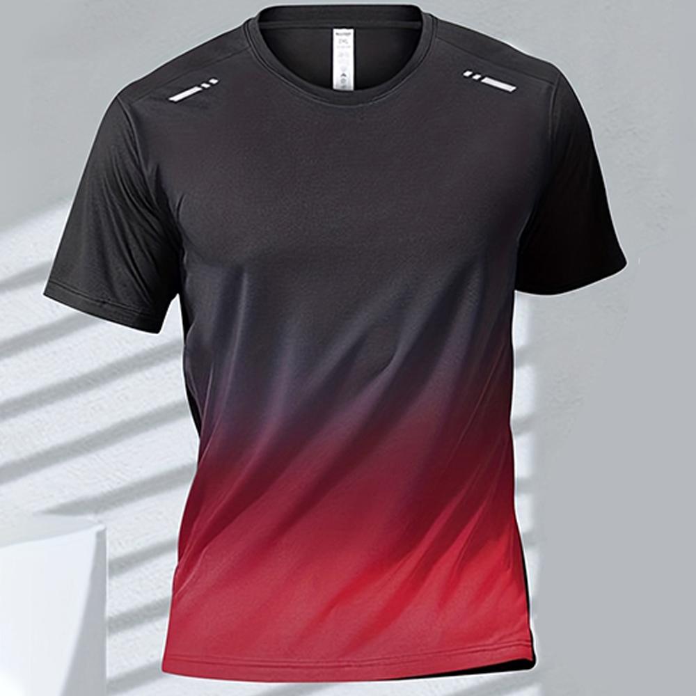 Herren-T-Shirts, Sport-Lauf-T-Shirt, schnelltrocknend, Farbverlauf, kurzärmelig, für Outdoor-Workout, Basketball-Training, Lauf-Outfit 2XL von Joom DACH