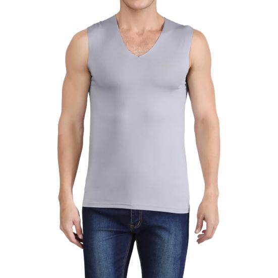 Herren Tank Top Sommer Fitness Tanktop Einfarbig Nahtlos Übergröße V-Ausschnitt Ärmellos Dehnbar Weich Atmungsaktiv Schnelltrocknend Pullover Lässig Herren Gym Sport Tank Top 3XL grau von Joom DACH