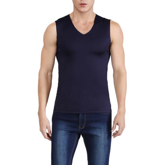 Herren Tank Top Sommer Fitness Tanktop Einfarbig Nahtlos Übergröße V-Ausschnitt Ärmellos Dehnbar Weich Atmungsaktiv Schnelltrocknend Pullover Lässig Herren Gym Sport Tank Top 4XL navy blau von Joom DACH