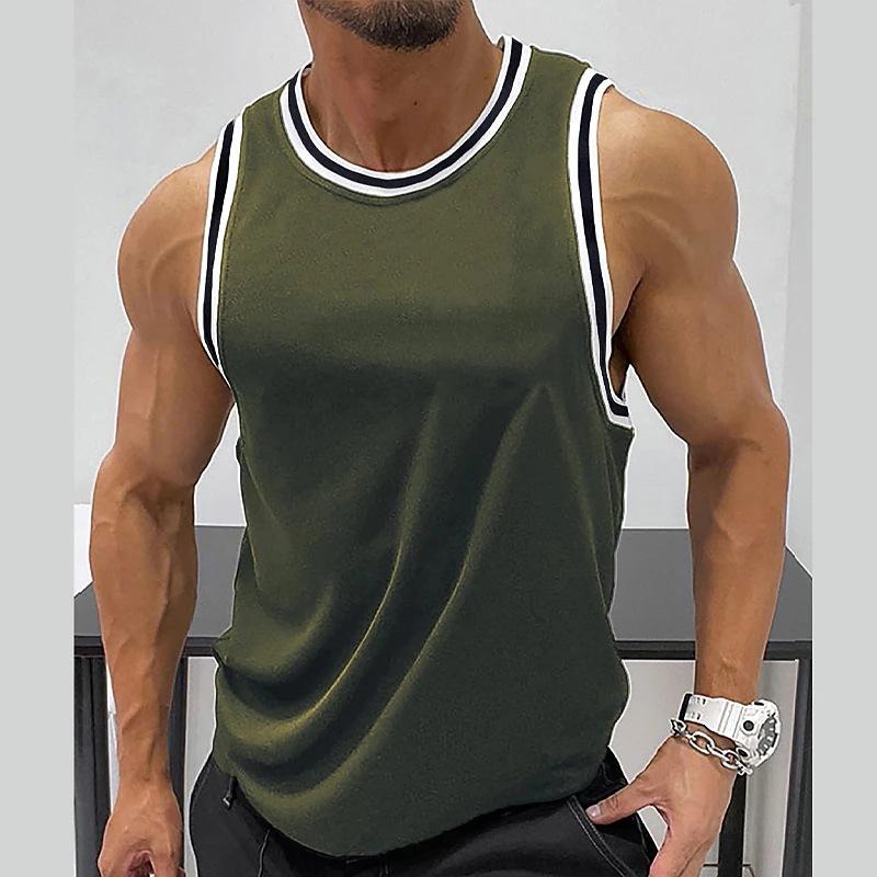 Herren-Tanktop, ärmellos, einfarbig, gerippter Rand, Rundhalsausschnitt, lässige Weste 3XL grün von Joom DACH