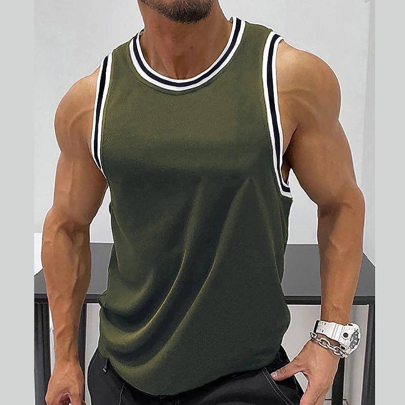Herren-Tanktop, ärmellos, einfarbig, gerippter Rand, Rundhalsausschnitt, lässige Weste 3XL grün von Joom DACH