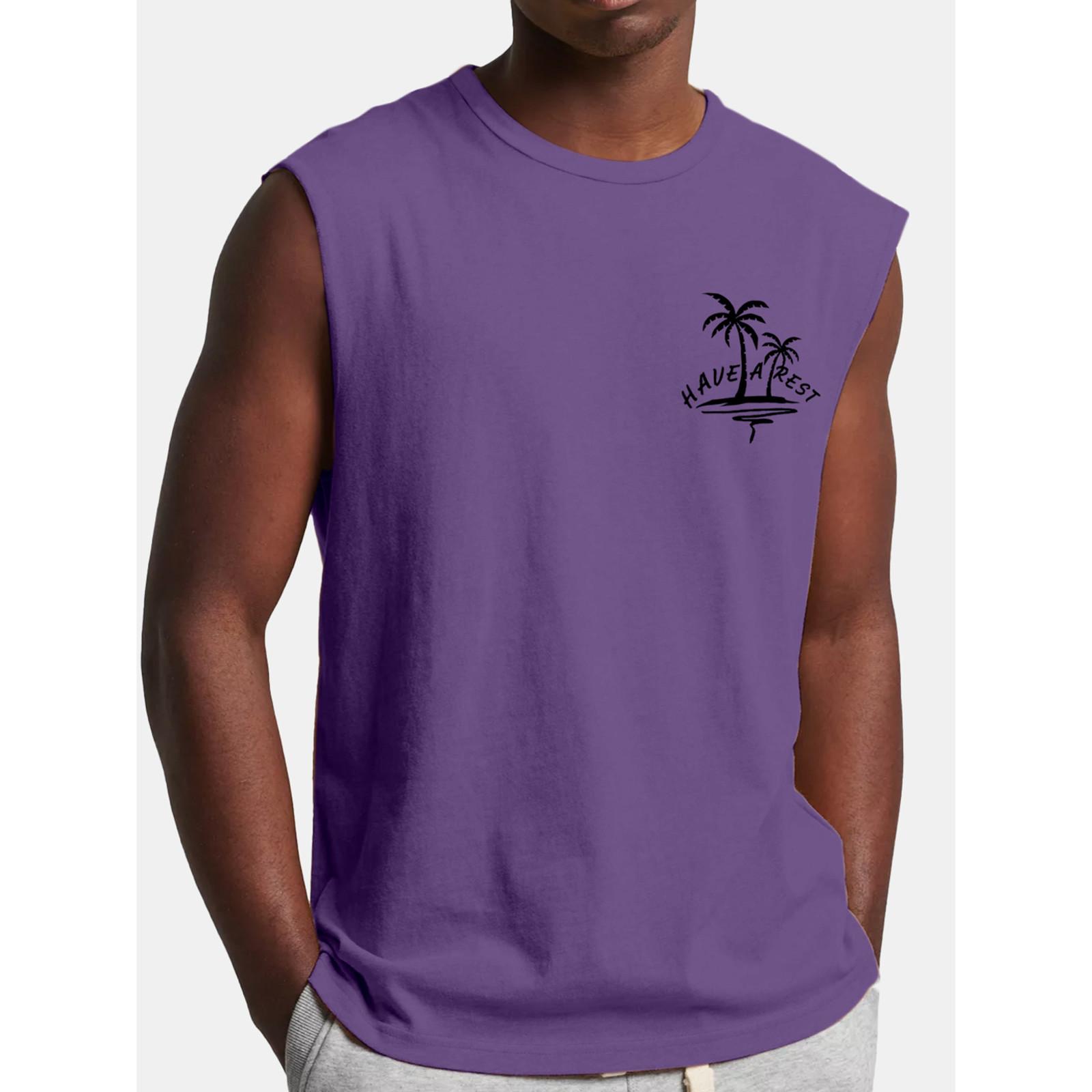 Herren-Tanktop für den Sommer, Surfen und Strand, große Größe, lässig, atmungsaktiv, ärmellos, lockerer Druck, Tanktop für Männer XXXL violett von Joom DACH