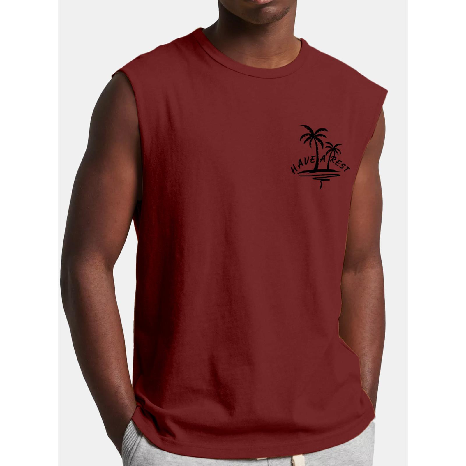 Herren-Tanktop für den Sommer, Surfen und Strand, große Größe, lässig, atmungsaktiv, ärmellos, lockerer Druck, Tanktop für Männer XXXL weinrot von Joom DACH