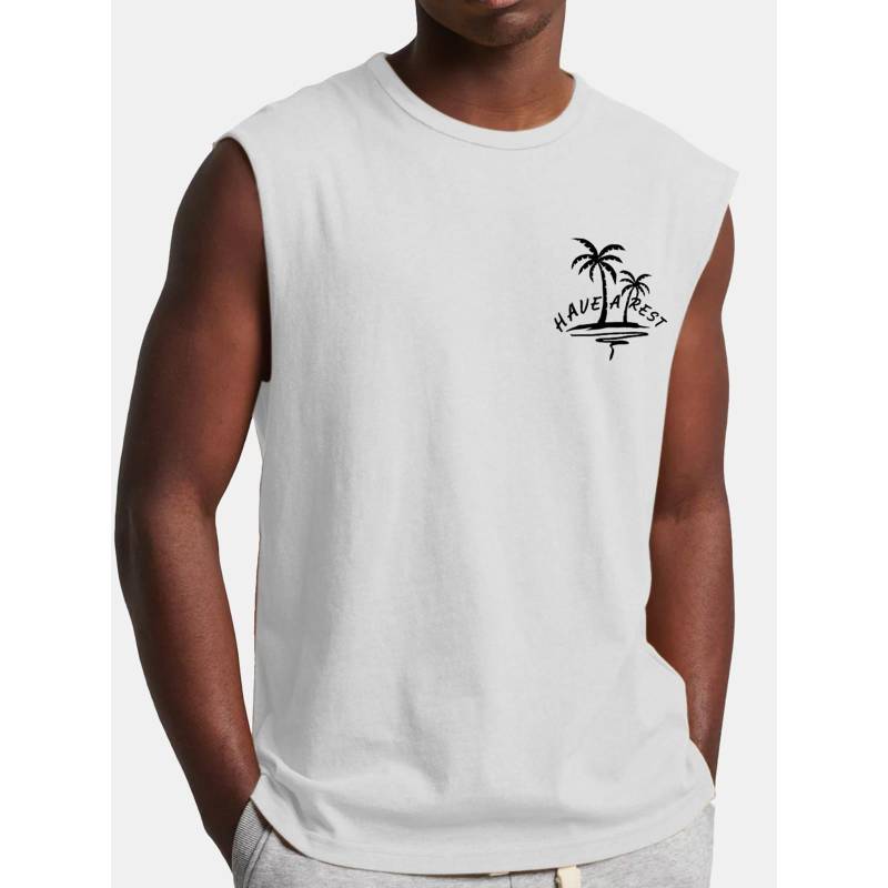 Herren-Tanktop für den Sommer, Surfen und Strand, große Größe, lässig, atmungsaktiv, ärmellos, lockerer Druck, Tanktop für Männer XXXL weiß von Joom DACH