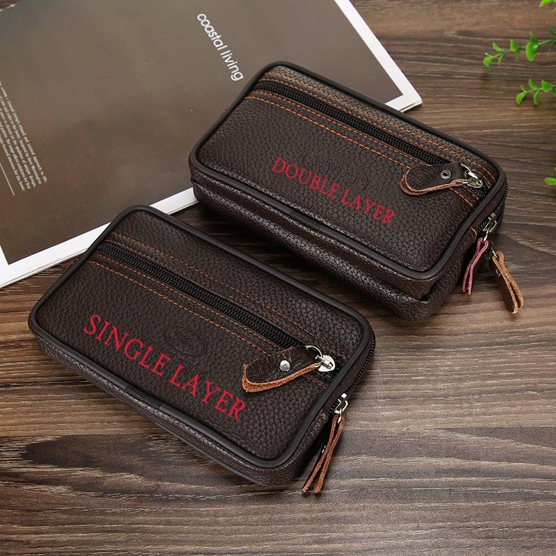 Herren Tasche Geld Gürteltasche Hüfttasche Handytasche Kleine Tasche Sporttasche Handytasche Großer Platz Reißverschluss Leder Gürteltasche Single layer braun von Joom DACH