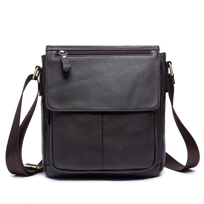 Herren Taschen Leder Schultertaschen Casual Rindsleder Umhängetaschen Business Schulter Satchels kaffeebraun von Joom DACH