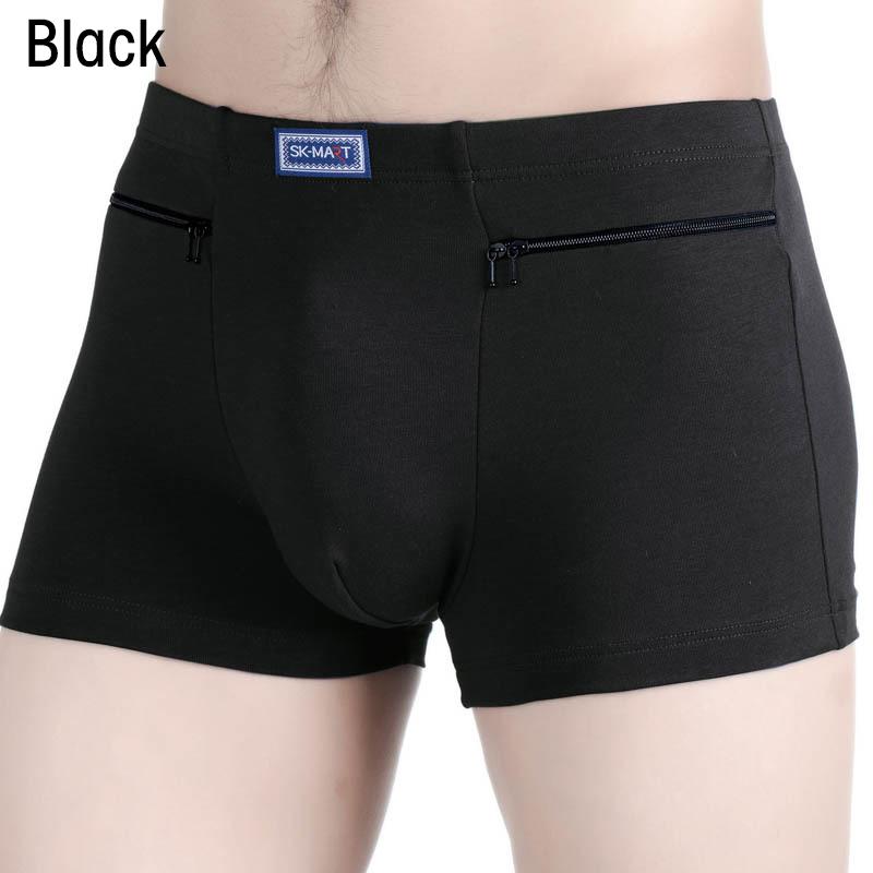 Herren Taschen Unterwäsche Zwei Reißverschlusstaschen Baumwollunterhosen Diebstahlsichere Slips 2XL schwarz von Joom DACH