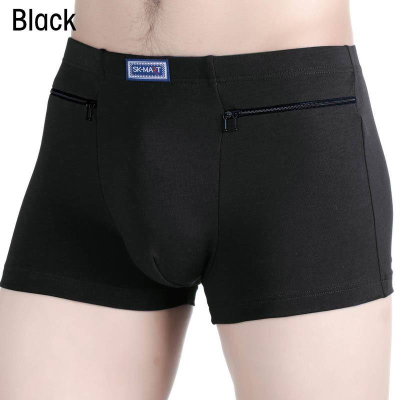 Herren Taschen Unterwäsche Zwei Reißverschlusstaschen Baumwollunterhosen Diebstahlsichere Slips 2XL schwarz von Joom DACH