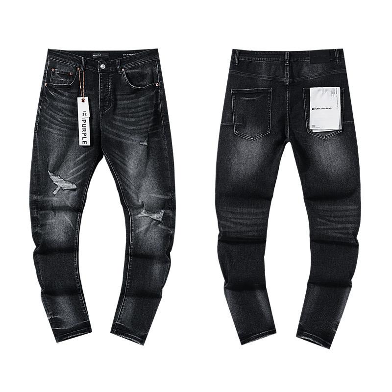 Herren-Tatters Splash Paint Slim Ripped Badge Stretch Jeans Retro High-End-Herrenhose 32 von Joom DACH