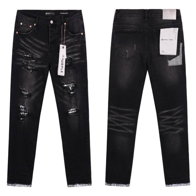 Herren-Tatters Splash Paint Slim Ripped Badge Stretch Jeans Retro High-End-Herrenhose 32 von Joom DACH